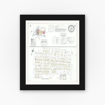 Old map wall art mockup — black gallery frame with white mat — Sanborn Fire Insurance Map from Prospect, Marion County, Ohio (1946) - Complete Map Set