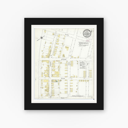Old map wall art mockup — black gallery frame with white mat — Sanborn Fire Insurance Map from Glen Campbell, Indiana County, Pennsylvania (1910) - Complete Map Set