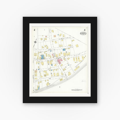 Old map wall art mockup — black gallery frame with white mat — Sanborn Fire Insurance Map from Springdale, Allegheny County, Pennsylvania (1924), Sheet #0004
