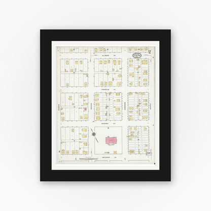 Old map wall art mockup — black gallery frame with white mat — Sanborn Fire Insurance Map from Electra, Wichita County, Texas (1919), Sheet #0002