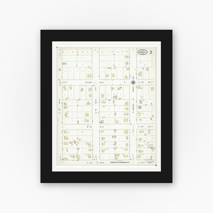 Old map wall art mockup — black gallery frame with white mat — Sanborn Fire Insurance Map from Faribault, Rice County, Minnesota (1914), Sheet #0002