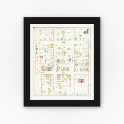Old map wall art mockup — black gallery frame with white mat — Sanborn Fire Insurance Map from Barron, Barron County, Wisconsin (1909) - Complete Map Set