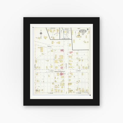 Old map wall art mockup — black gallery frame with white mat — Sanborn Fire Insurance Map from Green Springs, Sandusky And Seneca Counties, Ohio (1911), Sheet #0003