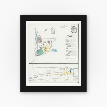 Old map wall art mockup — black gallery frame with white mat — Sanborn Fire Insurance Map from Ridgway, Elk County, Pennsylvania (1892) - Complete Map Set