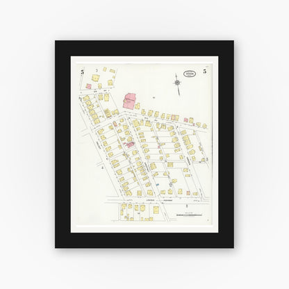Old map wall art mockup — black gallery frame with white mat — Sanborn Fire Insurance Map from Irwin, Westmoreland County, Pennsylvania (1925), Sheet #0005