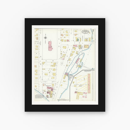 Old map wall art mockup — black gallery frame with white mat — Sanborn Fire Insurance Map from Jefferson, Jefferson County, Wisconsin (1909), Sheet #0005
