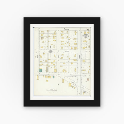 Old map wall art mockup — black gallery frame with white mat — Sanborn Fire Insurance Map from East Jordan, Charlevoix County, Michigan (1905), Sheet #0004