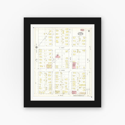Old map wall art mockup — black gallery frame with white mat — Sanborn Fire Insurance Map from Creston, Union County, Iowa (1913), Sheet #0002