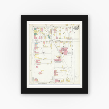 Old map wall art mockup — black gallery frame with white mat — Sanborn Fire Insurance Map from Winchester, Independent Cities, Virginia (1908), Sheet #0005