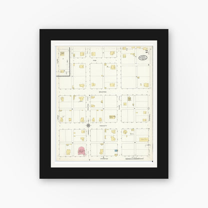 Old map wall art mockup — black gallery frame with white mat — Sanborn Fire Insurance Map from Haskell, Haskell County, Texas (1913), Sheet #0002