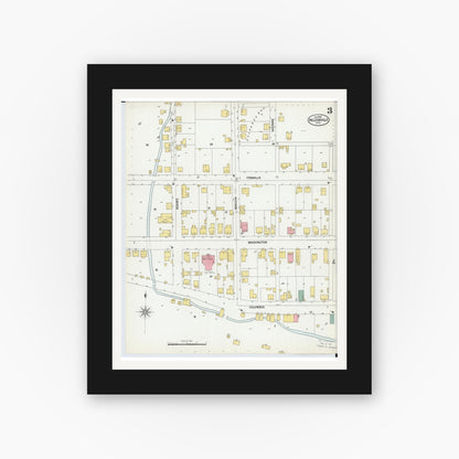 Old map wall art mockup — black gallery frame with white mat — Sanborn Fire Insurance Map from Nelsonville, Athens County, Ohio (1900), Sheet #0003