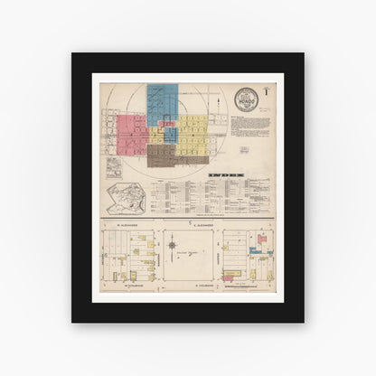 Old map wall art mockup — black gallery frame with white mat — Sanborn Fire Insurance Map from Hondo, Medina County, Texas (1922) - Complete Map Set