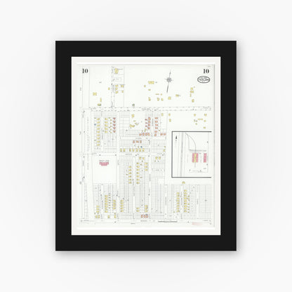 Old map wall art mockup — black gallery frame with white mat — Sanborn Fire Insurance Map from Fair Lawn, Bergen County, New Jersey (1929), Sheet #0010