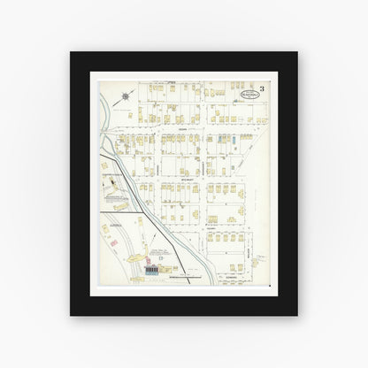 Old map wall art mockup — black gallery frame with white mat — Sanborn Fire Insurance Map from Beaverdale, Cambria County, Pennsylvania (1914), Sheet #0003