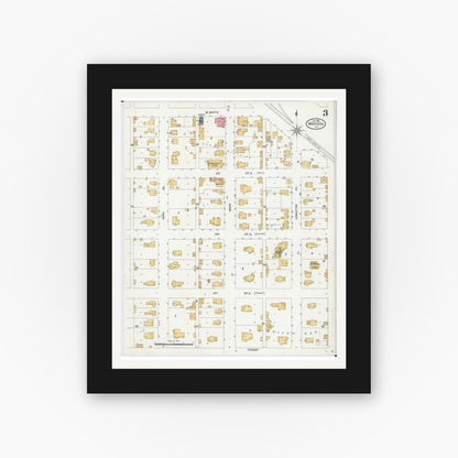 Old map wall art mockup — black gallery frame with white mat — Sanborn Fire Insurance Map from Marissa, Saint Clair County, Illinois (1906), Sheet #0003