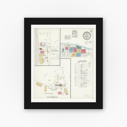 Old map wall art mockup — black gallery frame with white mat — Sanborn Fire Insurance Map from Coraopolis, Allegheny County, Pennsylvania (1902) - Complete Map Set