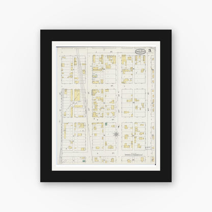 Old map wall art mockup — black gallery frame with white mat — Sanborn Fire Insurance Map from Onalaska, La Crosse County, Wisconsin (1894), Sheet #0003