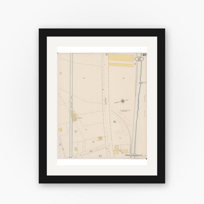 Old map wall art mockup — black gallery frame with white mat — Sanborn Fire Insurance Map from Hilo, Hawaii County, Hawaii (1921), Sheet #0018