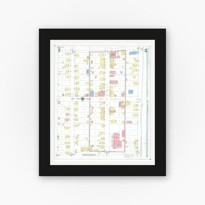 Old map wall art mockup — black gallery frame with white mat — Sanborn Fire Insurance Map from Jewett, Harrison County, Ohio (1950), Sheet #0002