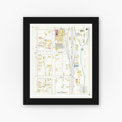 Old map wall art mockup — black gallery frame with white mat — Sanborn Fire Insurance Map from Lyons, Clinton County, Iowa (1902), Sheet #0010