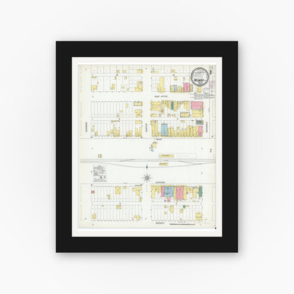 Old map wall art mockup — black gallery frame with white mat — Sanborn Fire Insurance Map from Weimar, Colorado County, Texas (1901) - Complete Map Set