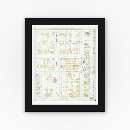 Old map wall art mockup — black gallery frame with white mat — Sanborn Fire Insurance Map from Delphos, Van Wert And Allen Counties, Ohio (1899), Sheet #0008