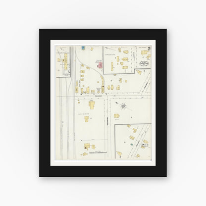 Old map wall art mockup — black gallery frame with white mat — Sanborn Fire Insurance Map from Brocton, Chautauqua County, New York (1906), Sheet #0003
