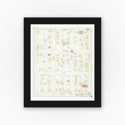 Old map wall art mockup — black gallery frame with white mat — Sanborn Fire Insurance Map from Celina, Mercer County, Ohio (1907), Sheet #0003