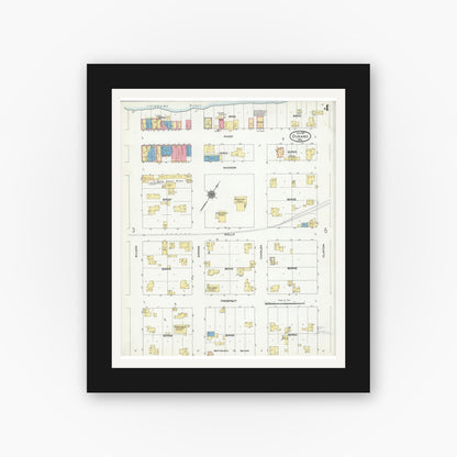Old map wall art mockup — black gallery frame with white mat — Sanborn Fire Insurance Map from Durand, Pepin County, Wisconsin (1910), Sheet #0004