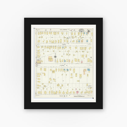 Old map wall art mockup — black gallery frame with white mat — Sanborn Fire Insurance Map from Beloit, Rock County, Wisconsin (1915), Sheet #0015