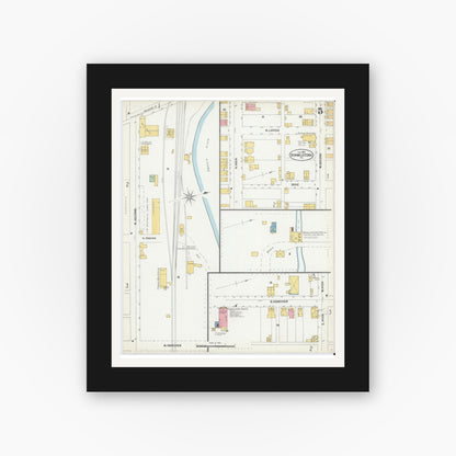 Old map wall art mockup — black gallery frame with white mat — Sanborn Fire Insurance Map from Hummelstown, Dauphin County, Pennsylvania (1902), Sheet #0005