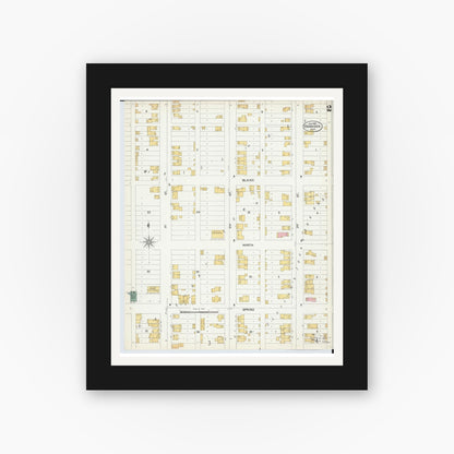 Old map wall art mockup — black gallery frame with white mat — Sanborn Fire Insurance Map from Dennison, Tuscarawas County, Ohio (1901), Sheet #0002