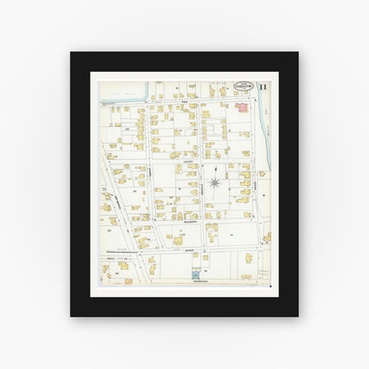 Old map wall art mockup — black gallery frame with white mat — Sanborn Fire Insurance Map from Saint Augustine, Saint John's County, Florida (1899), Sheet #0011