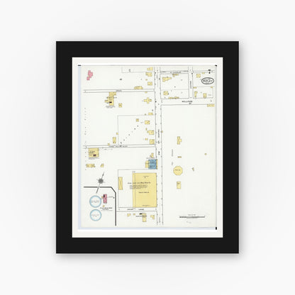 Old map wall art mockup — black gallery frame with white mat — Sanborn Fire Insurance Map from Ripley, Brown County, Ohio (1920), Sheet #0007
