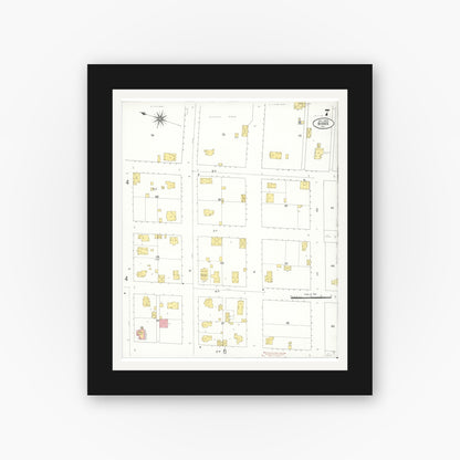 Old map wall art mockup — black gallery frame with white mat — Sanborn Fire Insurance Map from Biggs, Butte County, California (1909), Sheet #0007
