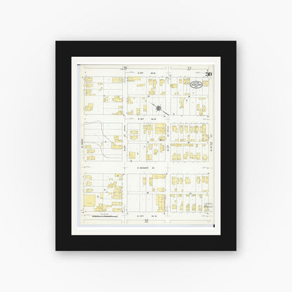 Old map wall art mockup — black gallery frame with white mat — Sanborn Fire Insurance Map from Ashland, Ashland County, Wisconsin (1909), Sheet #0030