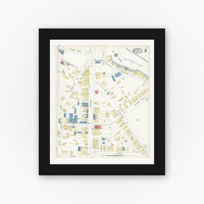 Old map wall art mockup — black gallery frame with white mat — Sanborn Fire Insurance Map from Westville, Gloucester County, New Jersey (1926), Sheet #0003