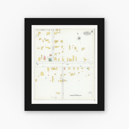 Old map wall art mockup — black gallery frame with white mat — Sanborn Fire Insurance Map from Monticello, Sullivan County, New York (1904), Sheet #0005