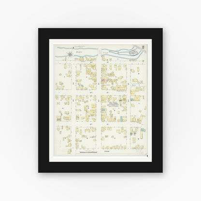 Old map wall art mockup — black gallery frame with white mat — Sanborn Fire Insurance Map from Hawley, Wayne County, Pennsylvania (1897), Sheet #0002
