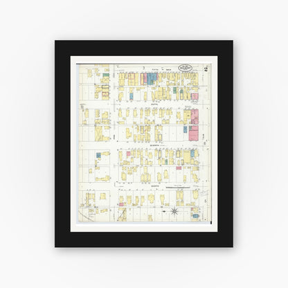 Old map wall art mockup — black gallery frame with white mat — Sanborn Fire Insurance Map from Red Jacket, Houghton County, Michigan (1908), Sheet #0002