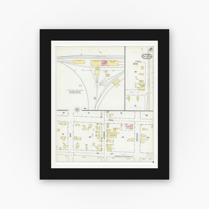 Old map wall art mockup — black gallery frame with white mat — Sanborn Fire Insurance Map from Palatka, Putnam County, Florida (1892), Sheet #0006