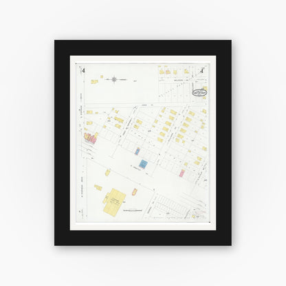 Old map wall art mockup — black gallery frame with white mat — Sanborn Fire Insurance Map from East Detroit, Macomb County, Michigan (1931), Sheet #0004