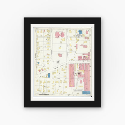 Old map wall art mockup — black gallery frame with white mat — Sanborn Fire Insurance Map from Mount Vernon, Knox County, Ohio (1907), Sheet #0004