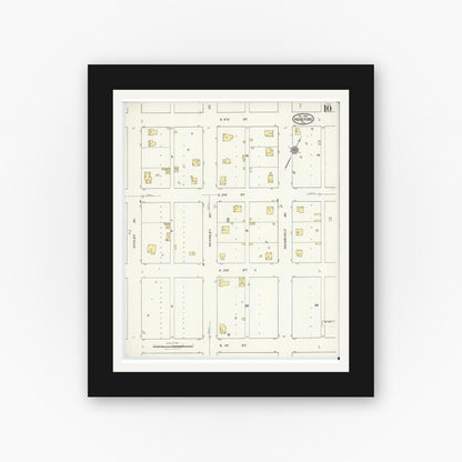 Old map wall art mockup — black gallery frame with white mat — Sanborn Fire Insurance Map from Hereford, Deaf Smith County, Texas (1920), Sheet #0010