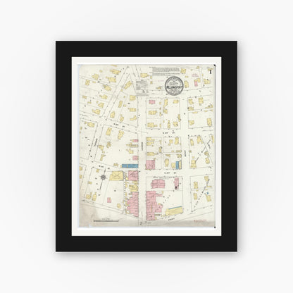 Old map wall art mockup — black gallery frame with white mat — Sanborn Fire Insurance Map from Williamsport, Warren County, Indiana (1910) - Complete Map Set