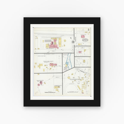 Old map wall art mockup — black gallery frame with white mat — Sanborn Fire Insurance Map from Morrison, Whiteside County, Illinois (1903), Sheet #0005