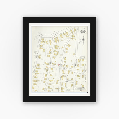 Old map wall art mockup — black gallery frame with white mat — Sanborn Fire Insurance Map from Athol, Worcester County, Massachusetts (1917), Sheet #0005