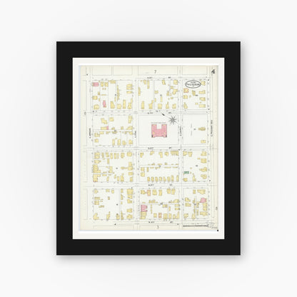 Old map wall art mockup — black gallery frame with white mat — Sanborn Fire Insurance Map from Philipsburg, Centre County, Pennsylvania (1904), Sheet #0004