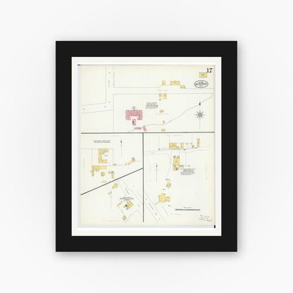 Old map wall art mockup — black gallery frame with white mat — Sanborn Fire Insurance Map from Mount Vernon, Knox County, Ohio (1903), Sheet #0017