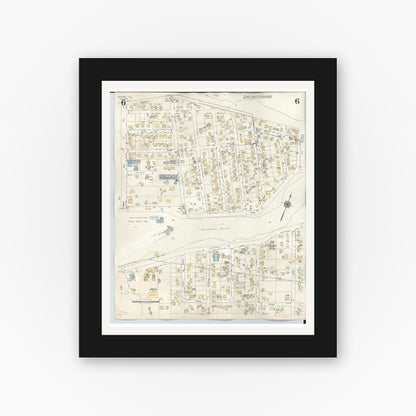 Old map wall art mockup — black gallery frame with white mat — Sanborn Fire Insurance Map from Wahiawa, Honolulu County, Hawaii (1957), Sheet #0006